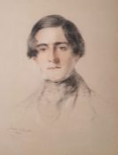 James R Swinton (1816-1888) Pastel drawing Head and shoulders portrait of a lady, 57cm x 44cm (