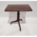 19th century mahogany snap-top tripod occasional table with rectangular top, inverse ogee