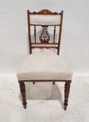 19th century inlaid bedroom chair with lyre-shaped back, on turned and ring front legs