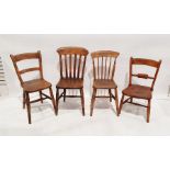 Six various elm-seated chairs including Oxford bar-back, three slatbacks, spindle back and a bar-