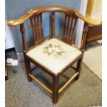 Georgian corner chair with grospoint woolwork seat