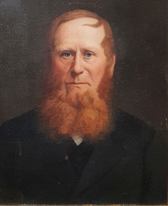19th century school Oil  Portrait study of Father James Powell, with paper label verso, 28cm x 23cm