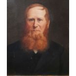 19th century school Oil  Portrait study of Father James Powell, with paper label verso, 28cm x 23cm