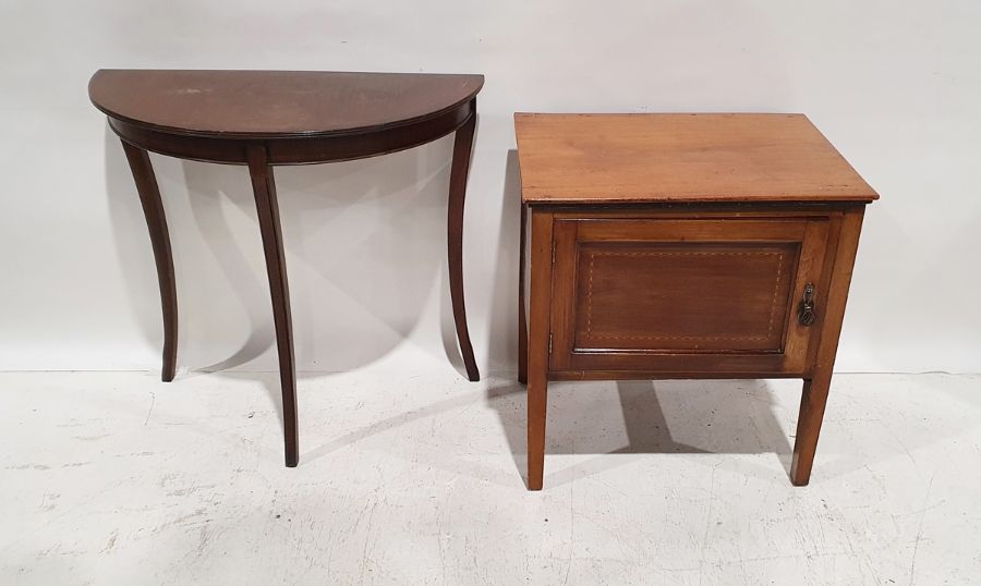 20th century mahogany demi-lune hall table on sabre supports, 69.5cm high x 75cm wide x 37cm deep, a - Image 2 of 2