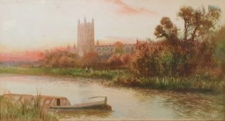 Daniel Sherrin (British, 1868-1940)   Pair of watercolours River scenes with churches, signed