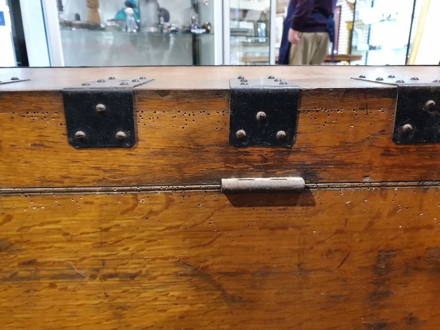 Oak and iron-bound chest marked to inside 'Mappin - Image 25 of 36