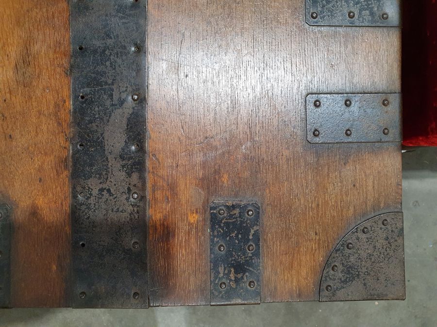 Oak and iron-bound chest marked to inside 'Mappin - Image 3 of 36