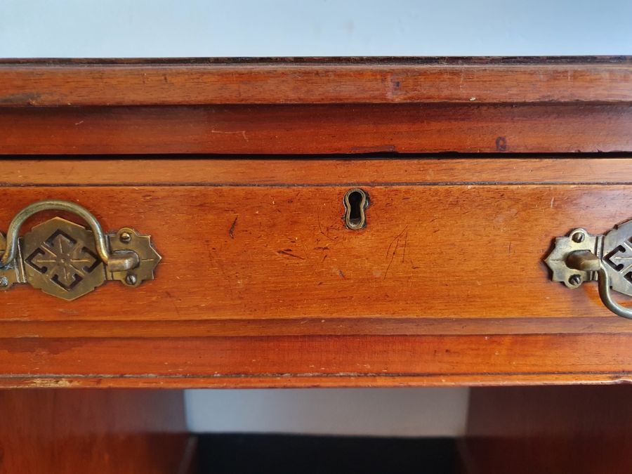 Late 19th/early 20th century walnut pedestal desk - Image 11 of 20