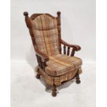 20th century rocking chair in brown upholstery