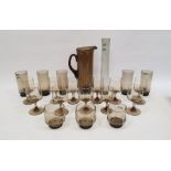 Libbey 'Tawny Accent' smoky glass lemonade set consisting of pitcher, 27cm, and five lemonade