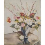 T Stone (20th century school) Oil on canvas Still life study of flowers in vase, signed lower right,