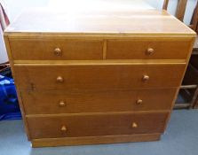 20th century oak chest of two short over three long drawers, on plinth base, 96cm high x 105.5cm