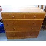 20th century oak chest of two short over three long drawers, on plinth base, 96cm high x 105.5cm