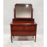 20th century dressing table with mirrored superstructure above two short and one long drawer, on