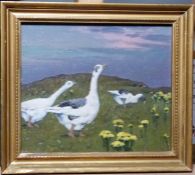 Jose Thomas Errazuriz (1856-1927) Oil on board Snow Geese 23.5 x 20 cm Provenance: Statement from