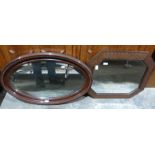 20th century mirror in elongated octagonal frame and one further mirror (2)