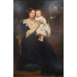Frank Moss Bennett (1874-1953) Oil on canvas Full length portrait of mother and child seated,