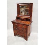 Early 20th century Art Nouveau-style dressing chest, the superstructure above three drawers, on