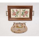 Lady's evening purse and a twin-handled tile-top tray (2)