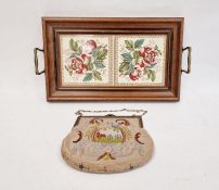 Lady's evening purse and a twin-handled tile-top tray (2)