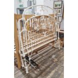 Vintage tubular white painted metal head and footboard and rails