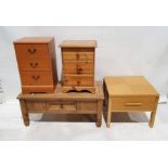 Pine coffee table with single drawer, 47cm x 107cm x 53cm, a pine chest of three drawers, on bracket