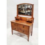 20th century dressing table with mirrored superstructure above two short and one long drawer, on