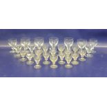Set of four Royal Brierley wine glasses with knopped stems and further glasses of similar style (25)