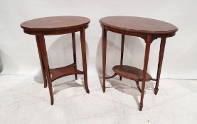 19th century mahogany and shell inlaid occasional table with oval top, 72.5cm x 58cm x 39.5cm and