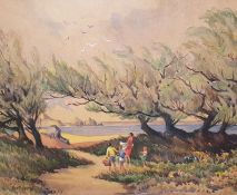 Rex Frederick Hopes (1890-1982) (Bristol Savage Club of art)  Watercolour Beach scene, signed