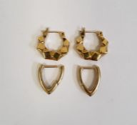 Pair of 18ct gold earrings, 4.2g and a pair of plated earrings