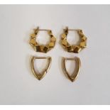 Pair of 18ct gold earrings, 4.2g and a pair of plated earrings