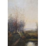 19th century school Oil on board Landscape study, unsigned, 47cm x 30cm