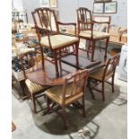 Reproduction Regency mahogany extending twin-pedestal table and six chairs (7)