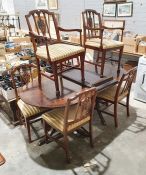 Reproduction Regency mahogany extending twin-pedestal table and six chairs (7)