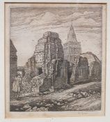 After F L Griggs (1876-1938) Etching Figure by ruins, signed in pencil lower right with a Fine