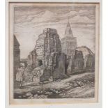 After F L Griggs (1876-1938) Etching Figure by ruins, signed in pencil lower right with a Fine