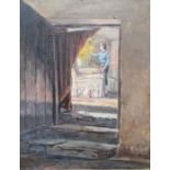 Donald H Floyd (1892-1965) Oil on canvas Figure through doorway, signed and dated 38 lower right,