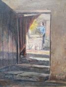 Donald H Floyd (1892-1965) Oil on canvas Figure through doorway, signed and dated 38 lower right,