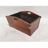 Vintage mahogany and lined trug, 30cm x 56cm x 44.5cm