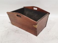 Vintage mahogany and lined trug, 30cm x 56cm x 44.5cm