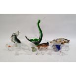 Murano spatter glass model of a fish, a Murano-style glass model of a rabbit, possibly V Nason for