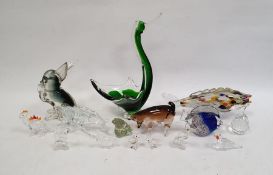 Murano spatter glass model of a fish, a Murano-style glass model of a rabbit, possibly V Nason for