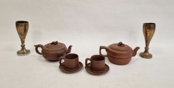 20th century Chinese Yixing terracotta teapot with six-character mark and seal mark to base, a