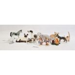 Russian china model of a pointer dog seated, a Royal Doulton Siamese cat 1559, a USSR elephant and
