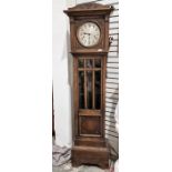 20th century oak-cased longcase clock with Arabic numerals to the chiming mechanism