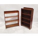 20th century oak open bookcase on bracket feet, 107cm x 60.5cm x 18.5cm and a 20th century teak open