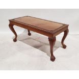 Eastern-style rectangular coffee table with carved decoration to the top, on cabriole legs