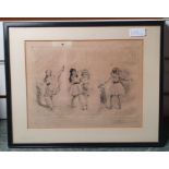 Paul Renouard (1845-1924) Drypoint Ballerinas, indistinctly signed lower right, 16cm x 23.5cm
