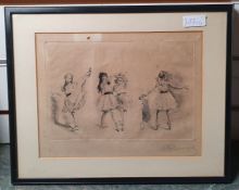 Paul Renouard (1845-1924) Drypoint Ballerinas, indistinctly signed lower right, 16cm x 23.5cm